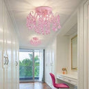 Pink Crystal Mini Chandelier 3 Light Semi Flush Mount