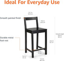 Black Wooden Bar Stools With Backrests Counter Height Set Of 2