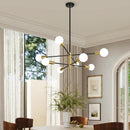 Eight Light Modern Sputnik Chandelier Black And Gold