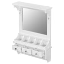 Floating Makeup Vanity with Big Mirror, Wall-Mounted Storage Vanity with Drawers, Pockets & Hooks, Space-Saving Decorative Home Organizer, White, Engineered Wood, 23.8 x 6.1 x 31.8 inches