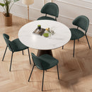 Set of 4 Upholstered PU Leather Dining Chairs Mid-Century Modern Dining Chairs with Curved Backrest for Dining Room Kitchen (Green)