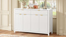 Modern Wave-Pattern Sideboard Cabinet with 2 Drawers and 4 Doors, 3-Level Adjustable Shelves, Aluminum Arc Handles, Scandinavian Style, 3 Colors, Suitable for Entryway, Living Room, Foyer