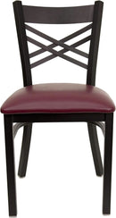 Set of 2 Hercules Burgundy Vinyl XBack Metal Dining Chairs for Restaurants Durable Steel Frame