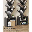 6 Tier Tree Bookshelf Black Floor Standing Storage Cabinet