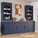 [Assembly Video Provided] TOPMAX Modern Freestanding Kitchen Pantry,Buffet Food Storage, Coffee Bar Cabinet with Drawer, 2 Adjustable Shelves and 2 Door Shelves for Dining, Kitchen, Blue