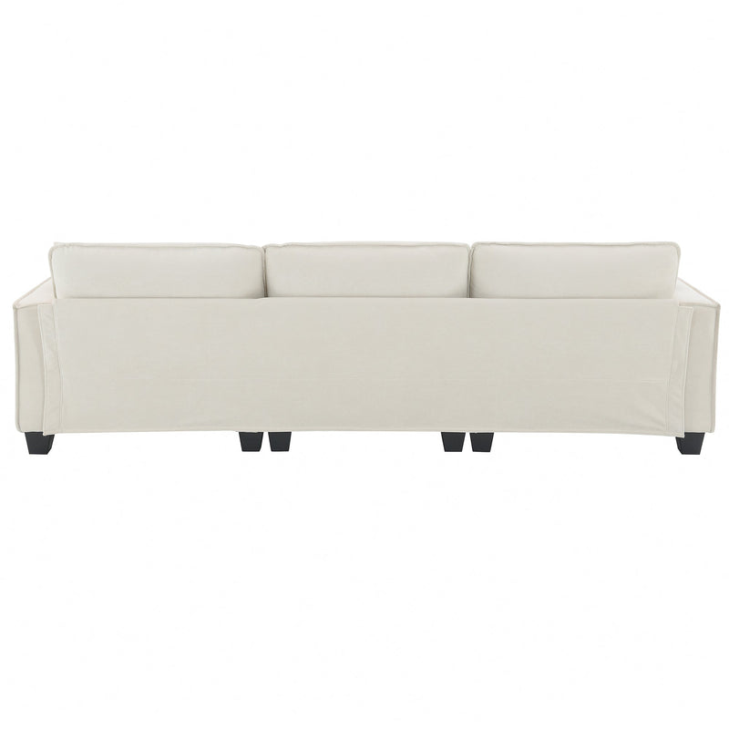 Walker Edison | Suede Modern Sectional L Shape Sofa with Ottoman