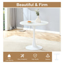 Table and chair set.Hourglass-Shaped Stable Small Round Table -31.9' * 31.9' With 2 Soft and Comfortable White PU Chair With Arched Metal Silver Leg.Create Your Exclusive Low-Key Luxury Space.