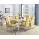 Amonia 7-piece Dining Set, Turned-Leg Dining Table with 6 Tufted Chairs