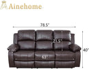 Leather Recliner Sofa Set Brown 3 Seater And Loveseat