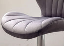Velvet Adjustable Swivel Barstools Gray Set of Two