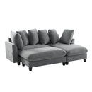 Modern L-Shaped Sectional Sofa with Storage, Movable Ottoman, and Throw Pillows, Grey Chenille, 83'