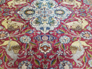 Antique Turkish Sivas Area Rug 8x11, Hand-Knotted, Vintage Red Wool Carpet, Gazelles Lions, Boteh Border, 8' x 11' Top Quality Oriental Rug