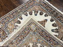 Square Persian Kirman Rug 4x4, Semi Open Field, Handmade