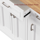 K&K 54inch Large Kitchen Island with Rubber Wood Drop Leaf, Embossed Texture Rolling Kitchen Cart on 4 Wheels with 4 Doors and 3 Drawers, Kitchen Island with Storage for Kitchen, Dining Room,White