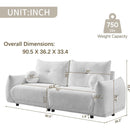 Lamb's wool 2-seater cushion sofa 90" comfortable sofa for living room Bedroom and other casual spaces Lamb's wool sofa with 2 cushions and 2 ball pillows. (BEIGE)two sets