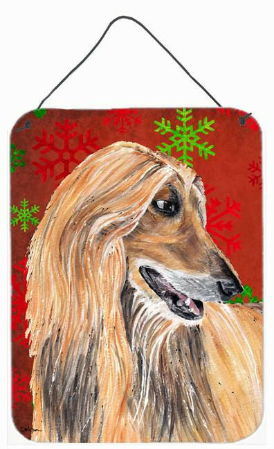 Afghan Hound Red Snowflakes Holiday Christmas  Wall or Door Hanging Prints SC9501DS1216