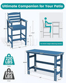 Adirondack Outdoor Bar Table And Chairs Set Blue