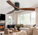 52 Inch Solid Wood Flush Mount Ceiling Fan With Remote