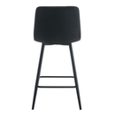 Modern Black PU Bar Chair Set with Checkered Design and Black Metal Legs, Multiple Colors Available