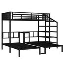 Twin over Twin & Twin Bunk Beds for 3, Twin XL over Twin & Twin Bunk Bed Metal Triple Bunk Bed with Desk & Shelves, Space Saving/Noise Reduction, Black