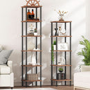 Five Tier Corner Shelf Stand Rustic Brown And Black Bookcase