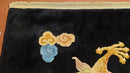 Rare Antique Chinese Art Deco Rug 6x9 with Dragon, Black Chinese Carpet 6 x 9, Hand Knotted Wool Area Rug
