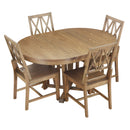 TOPMAX Rustic 5-Piece Extendable Dining Table Set Round Trestle Table and 4 Cross Back Dining Chairs for Kitchen, Dining Room, Brown