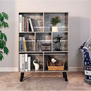 Three Tier Grey Bookshelf For Small Spaces With Crisscross