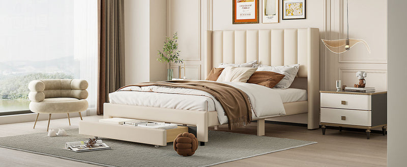 Walker Edison | Velvet Upholstered Full Size Storage Bed