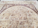 Chinese Aubusson Savonnerie Area Rug 8x12, Vintage 120 Line Carpet, Wool and Silk Hand-Knotted, Birds Flowers Master Weaver Signature