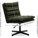 Green Teddy Fabric 360° Swivel Accent Chair, Cross Legged Office Chair, Adjustable Armless Wide Home Lounge Chair for Bedroom, Living Room-1PC