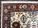 Indo Chinese Wool Rug 9x12, Ivory and Rust Red, Dragon Motifs