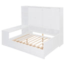 Full Size Wooden Daybed With Three Drawers, and All-in-One Cabinet, Desk and Shelves, White