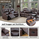 Bonded Leather Living Room Sofa Set With Reclining Sofa And Loveseat Brown