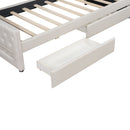 Upholstered Twin XL Size Daybed with LED Belt and 2 Drawers, Beige, Linen Material