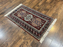 Pakistani Rug 3x5 ft, Caucasian Kazak Design, Geometric Rug, Small Vintage Oriental Carpet, Dark Red Vintage Handmade Wool Rug 3 x 5