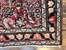 Small Antique Persian Rug 2.6 x 4, Red Floral Handmade 1920s Wool Rug, Persian Hamadan Lilian Rug