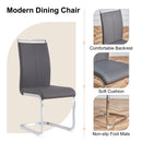 Table and chair set.63*31.4 Inch Pandora Patterned Sintered Stone Dining Table Set - 6 Dark Gray PU Chairs With Silver Metal Legs.Modern Light Luxury.Perfect For Dinner Room,Meeting Room,Kitchen,etc.