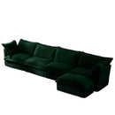 Slipcovered L Shape Sectional Long Sofa Couch, 4 Seater Sofa with Suppleness Armrests,Deep Seat Sofa with 2 Big Pillows, Comfy Couch for Living Room, Apartment, Green Corduroy Fabric