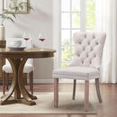 Velvet Dining Chairs Beige Nailhead Trim Set Of Four