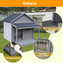 Large balcony doghouse, 44.2' long x 44.6' wide x 44.6' high solid wood asphalt roof dog house for large dogs with large terrace, weatherproof large dog house,