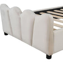 Twin Size Upholstered Platform Bed Velvet Upholstered Bed, Beige