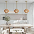 Boho Rattan Chandelier Handwoven Pendant Light Natural