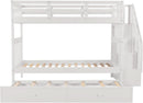 Twin Over Twin Bunk Bed With Stairs And Trundle White