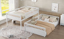 Full XL over Queen Bunk Bed with Ladder and Guardrails, White