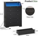 Tall Black Dresser With Customizable RGB Illumination