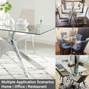 58.5 Inch Rectangular Glass Dining Table With Silver Finish