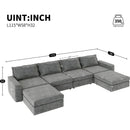115x58" Chenille Modular Sectional Sofa,U Shaped Reversible Couch,Free Combination,6 Seat Sleeper Sofa Bed with Ottoman,Convertible Oversized Indoor Furniture for Living Room,Gray
