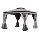 TREXM 10x12 Outdoor Gazebo Tent with Double Roofs, Patio Gazebo with Mosquito Netting and Privacy Screens, Patio Canopy for Shade and Rain for Backyard, Garden, Lawn and Deck (Grey)