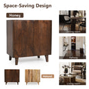 TREXM Wood Accent Cabinet with Storage, Rustic Mango Wood Storage Cabinet with Fluted Design and Adjustable Shelf for Dining Room, Kitchen, and Living Room (Honey)